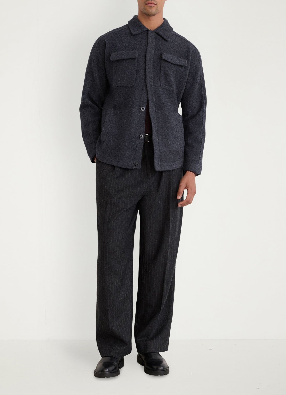 Reiss Lockwood overshirt van wol - detail 3 donkergrijs