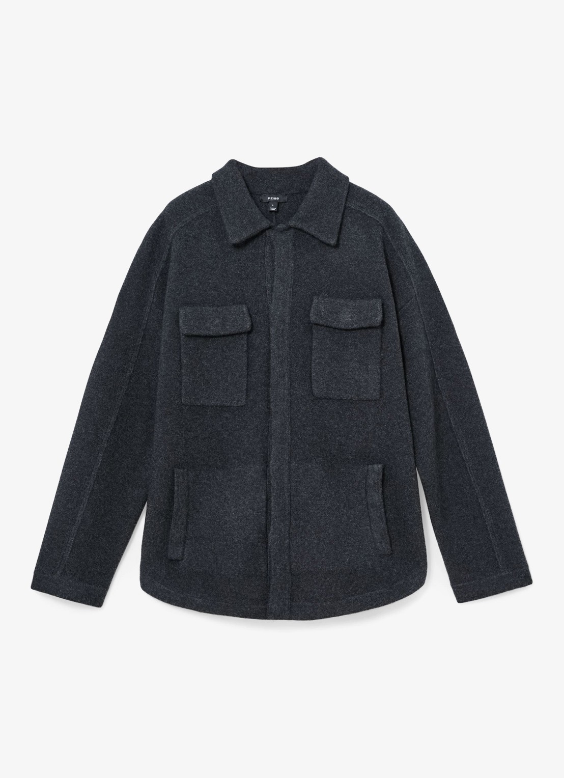 Reiss Lockwood overshirt van wol - voorkant 5 donkergrijs