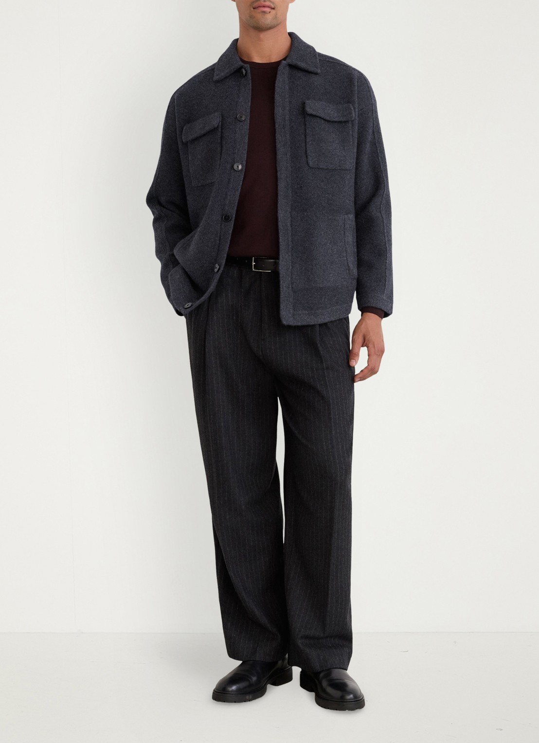 Reiss Lockwood overshirt van wol - voorkant 6 donkergrijs
