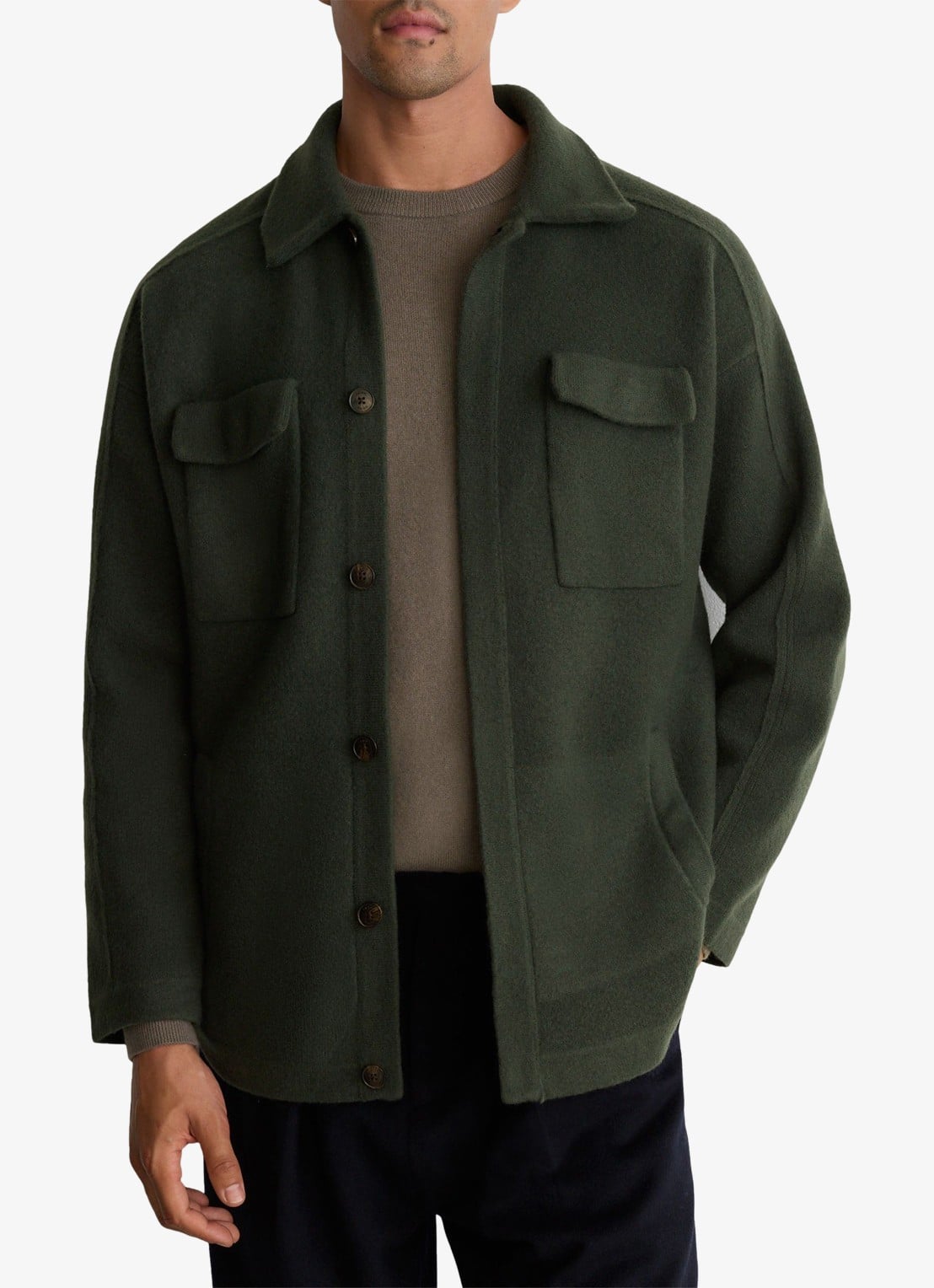 Reiss Lockwood overshirt van wol - detail 4 donkergroen