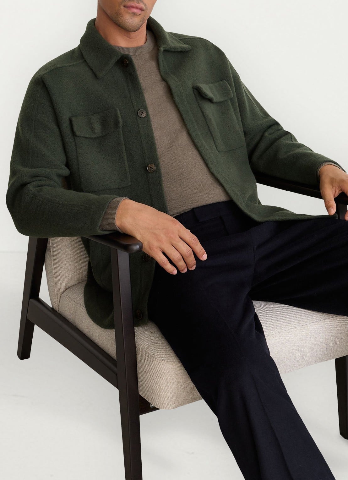 Reiss Lockwood overshirt van wol - detail 6 donkergroen