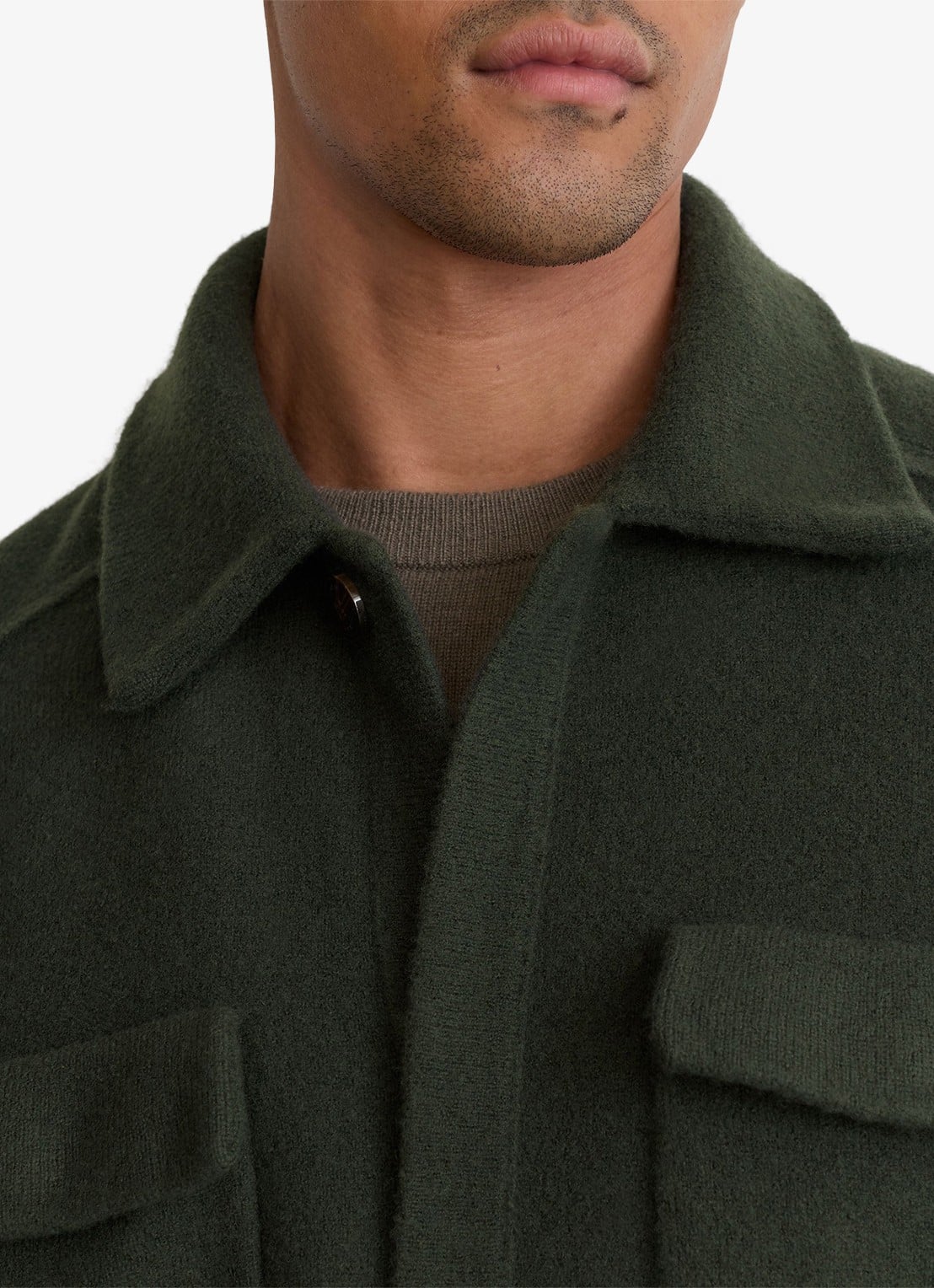Reiss Lockwood overshirt van wol - detail 7 donkergroen