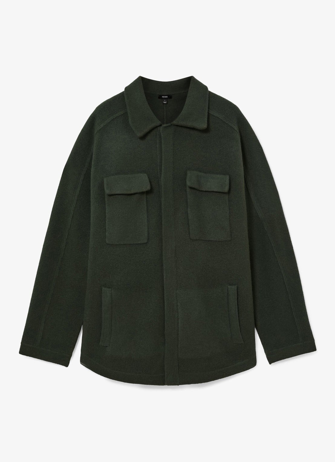 Reiss Lockwood overshirt van wol - voorkant 2 donkergroen
