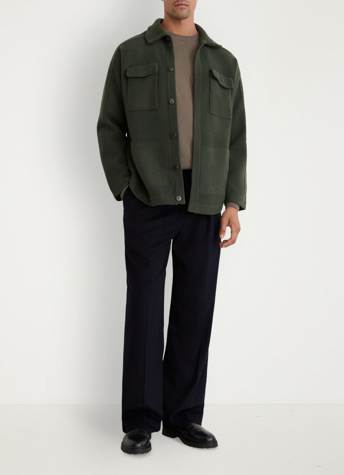 Reiss Lockwood overshirt van wol - voorkant 3 donkergroen