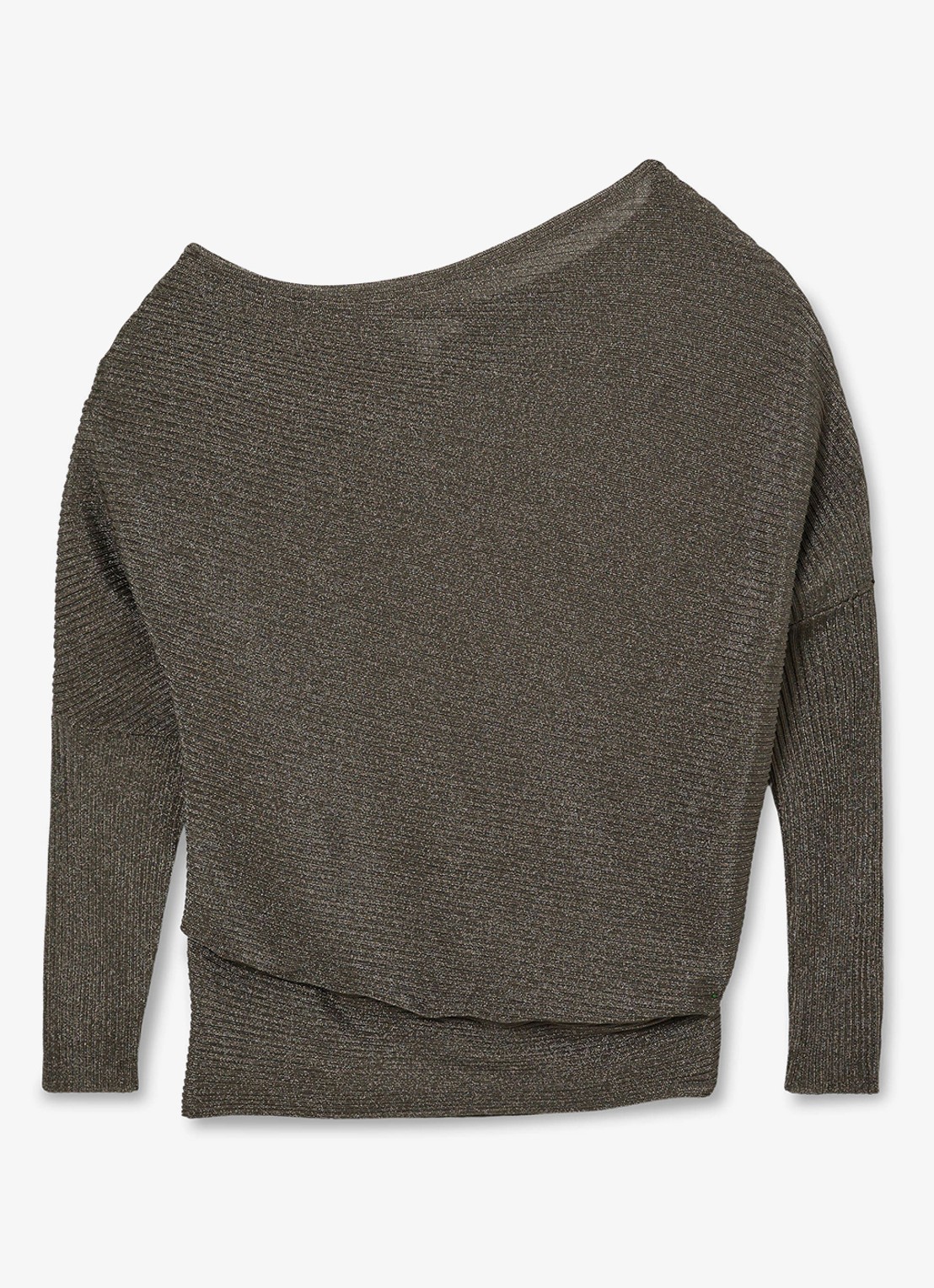 Reiss Logan fijngebreide trui met asymmetrische drapering - voorkant 5 metallic