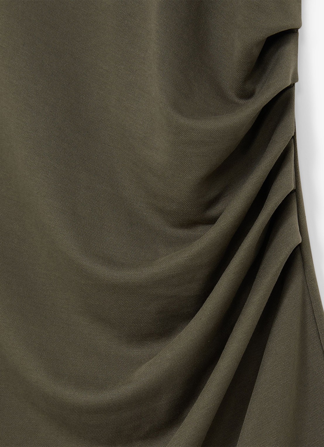 Reiss Lola midi jurk met plooidetail - detail 3 khaki green / groen