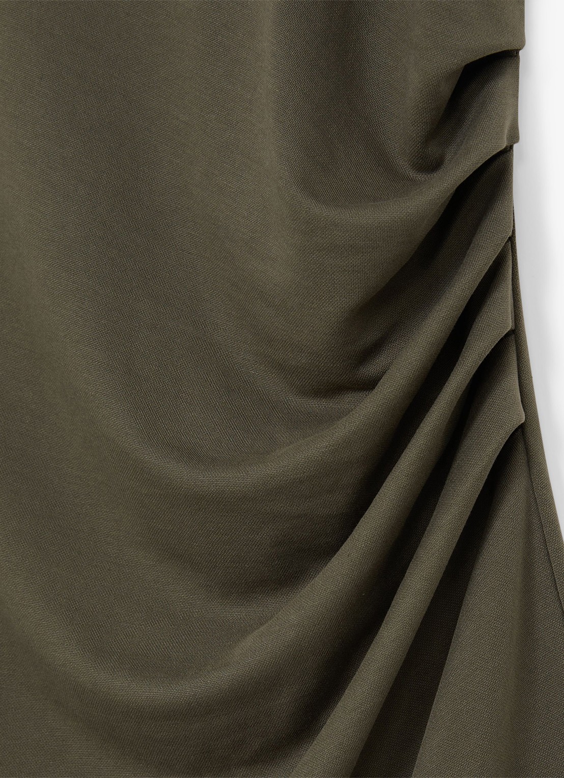Reiss Lola midi jurk met plooidetail - detail 6 khaki green / groen