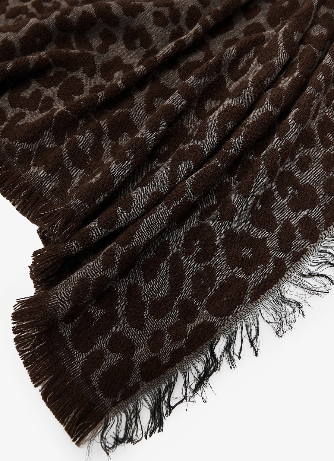 Reiss Lola sjaal met dierenprint - detail 2 chocoladebruin