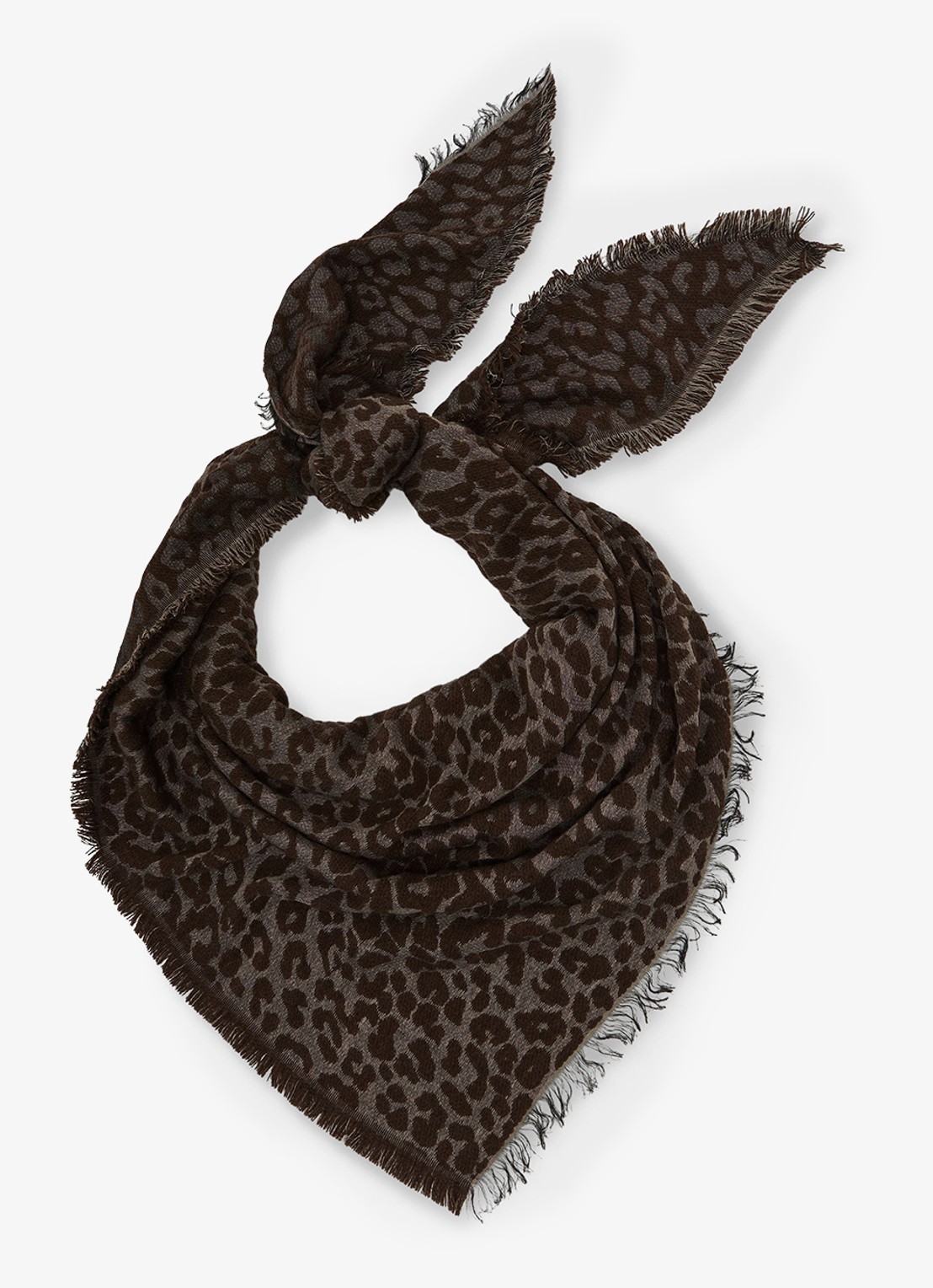 Reiss Lola sjaal met dierenprint - voorkant 3 chocoladebruin
