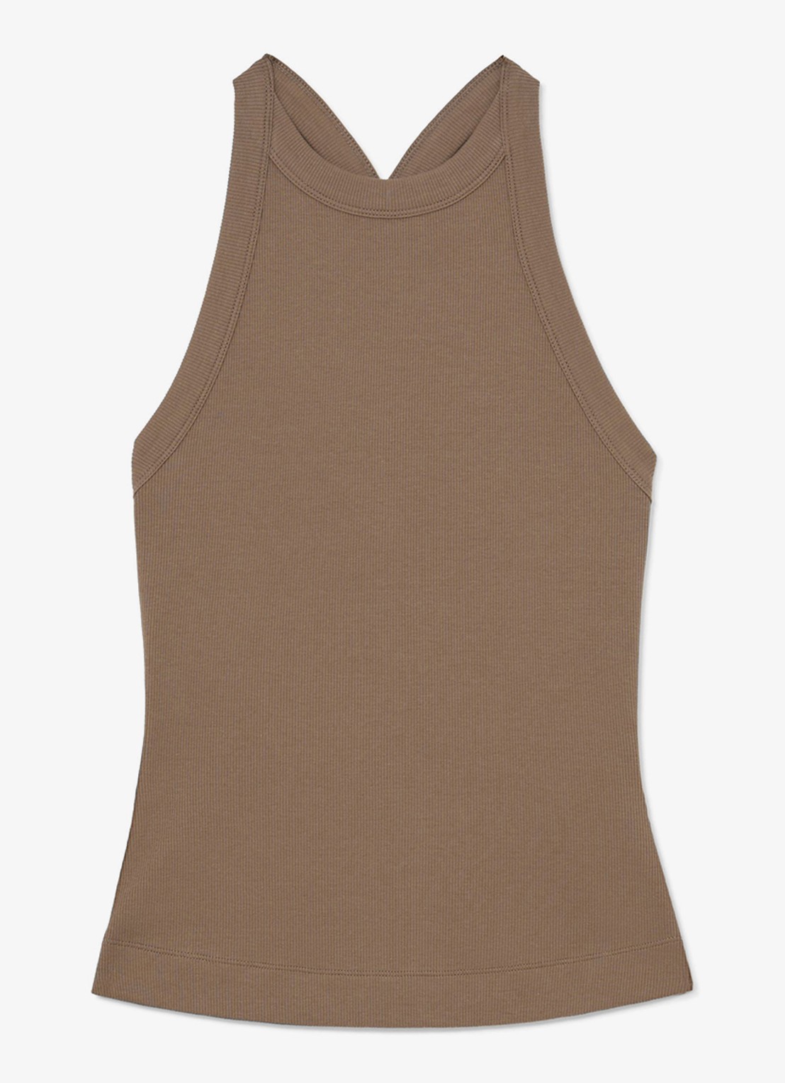 Reiss Lolana tanktop met ribstructuur - voorkant beige