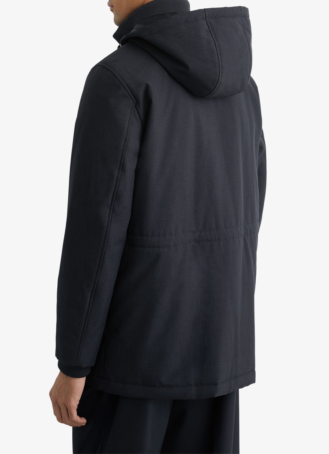 Reiss Lord gewatteerde jas met capuchon en klepzakken - achterkant 6 donkerblauw
