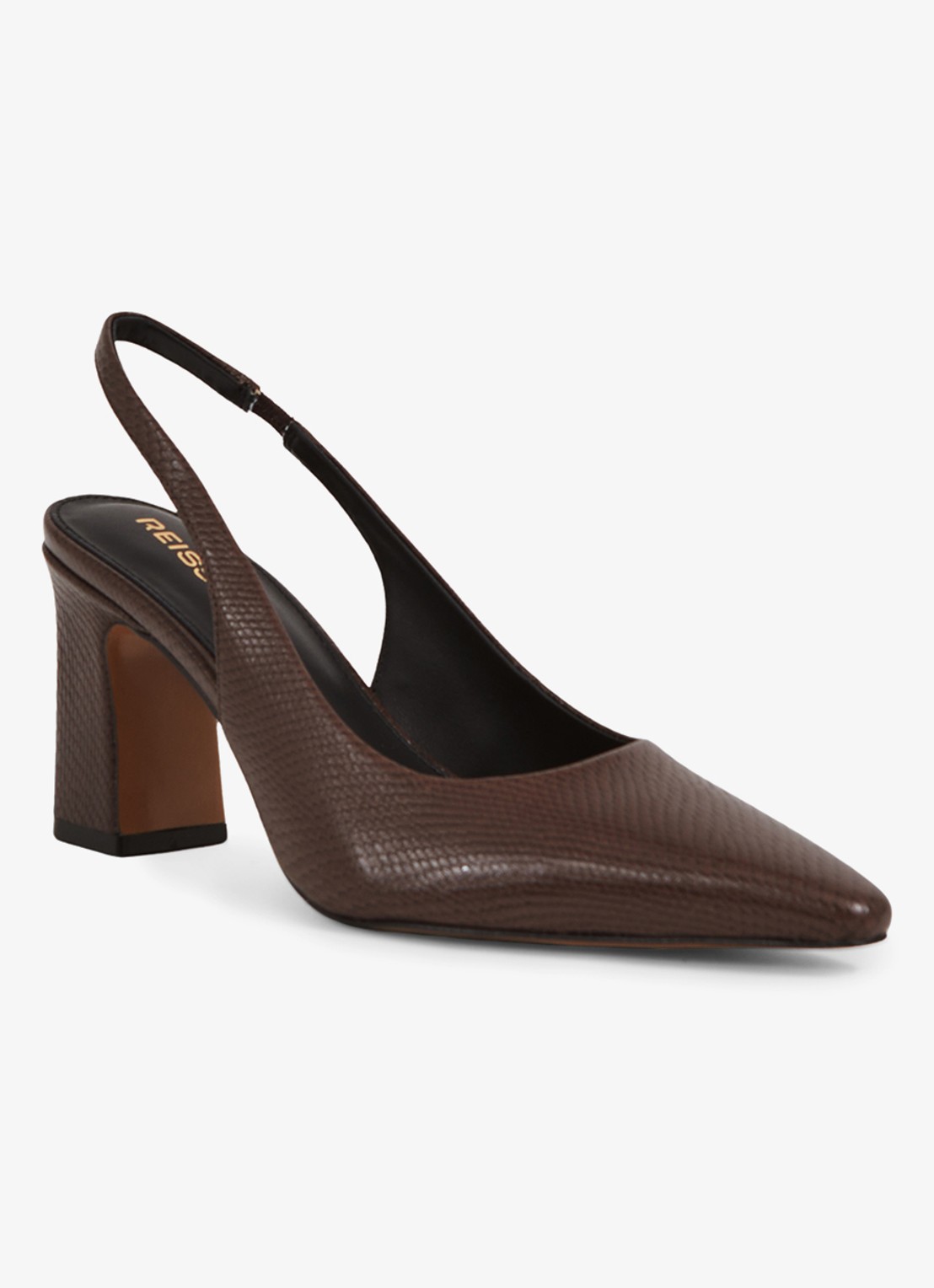 Reiss Lorena slingback van kalfsleer met structuur - detail 3 donkerbruin