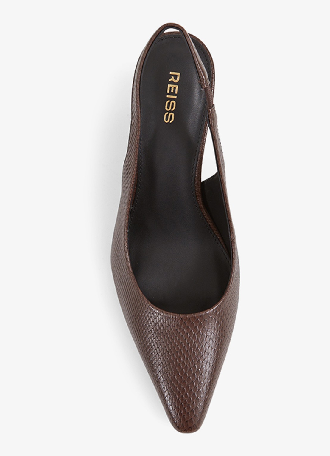 Reiss Lorena slingback van kalfsleer met structuur - detail 4 donkerbruin