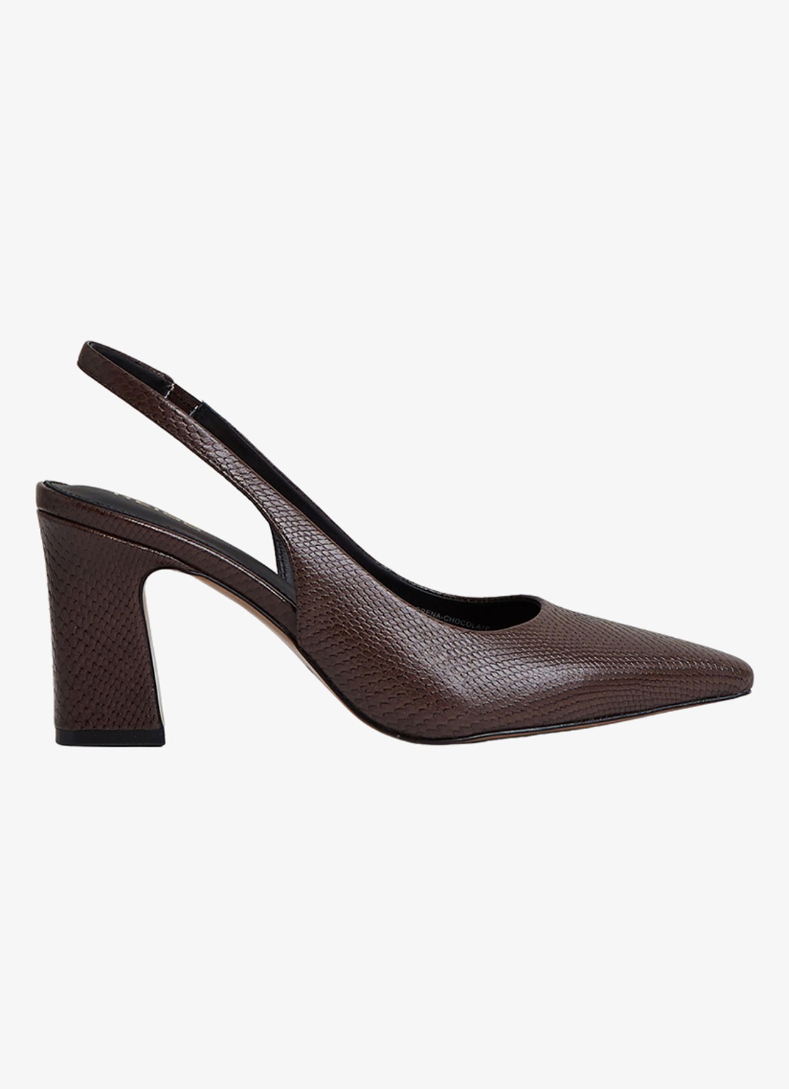 Reiss Lorena slingback van kalfsleer met structuur - voorkant donkerbruin