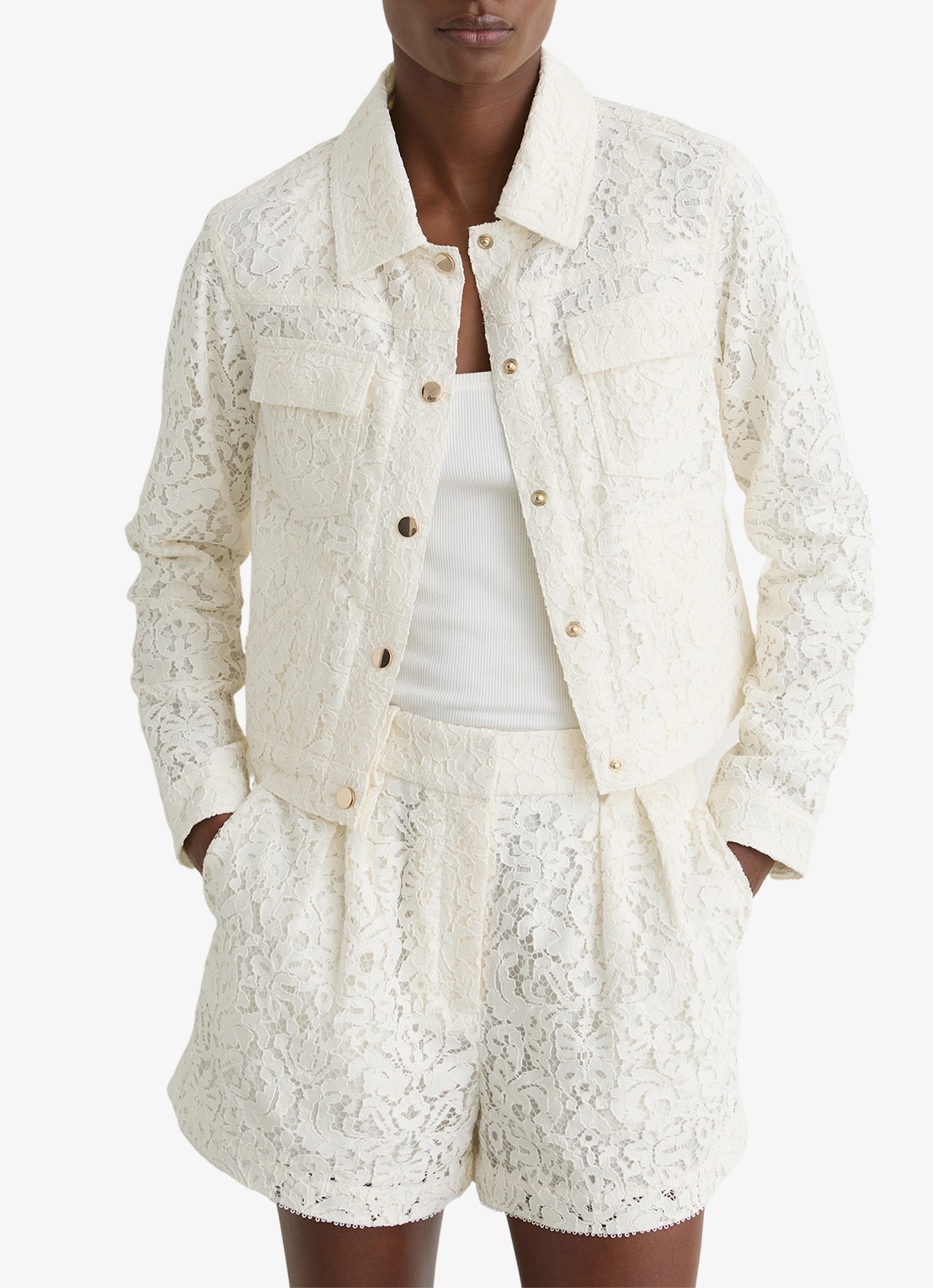 Reiss Lori jack met kant - detail wit