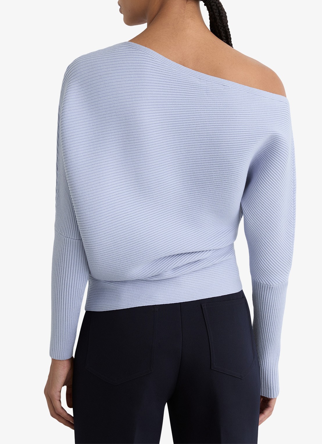 Reiss Lorna fijngebreide trui met asymmetrisch hals - achterkant donkerblauw