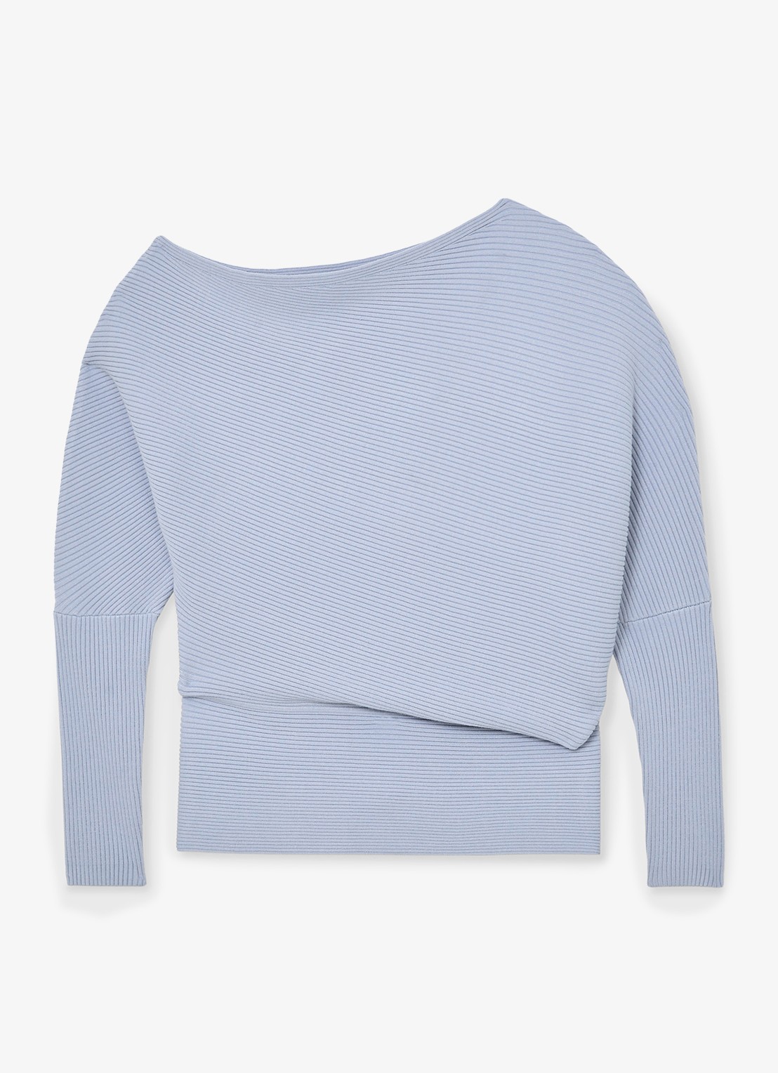 Reiss Lorna fijngebreide trui met asymmetrisch hals - voorkant 5 donkerblauw