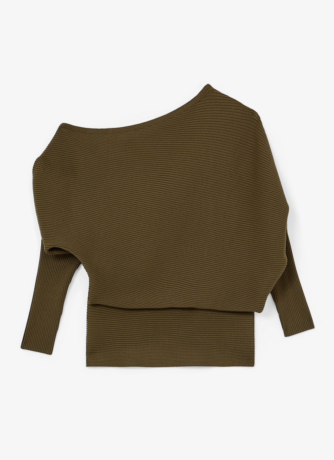 Reiss Lorna fijngebreide trui met asymmetrisch hals - voorkant 4 khaki