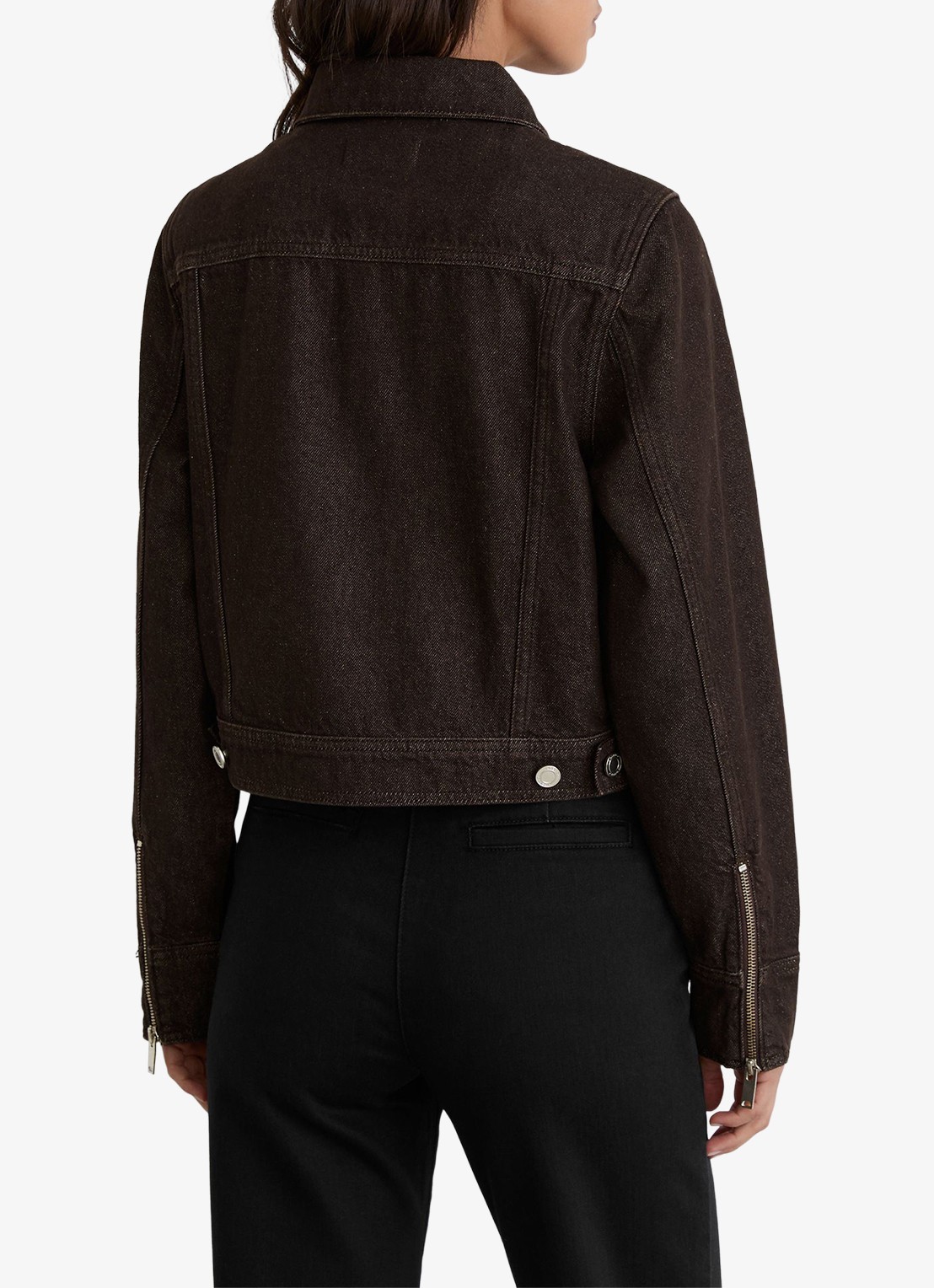 Reiss Lotta jack van denim - achterkant donkerbruin
