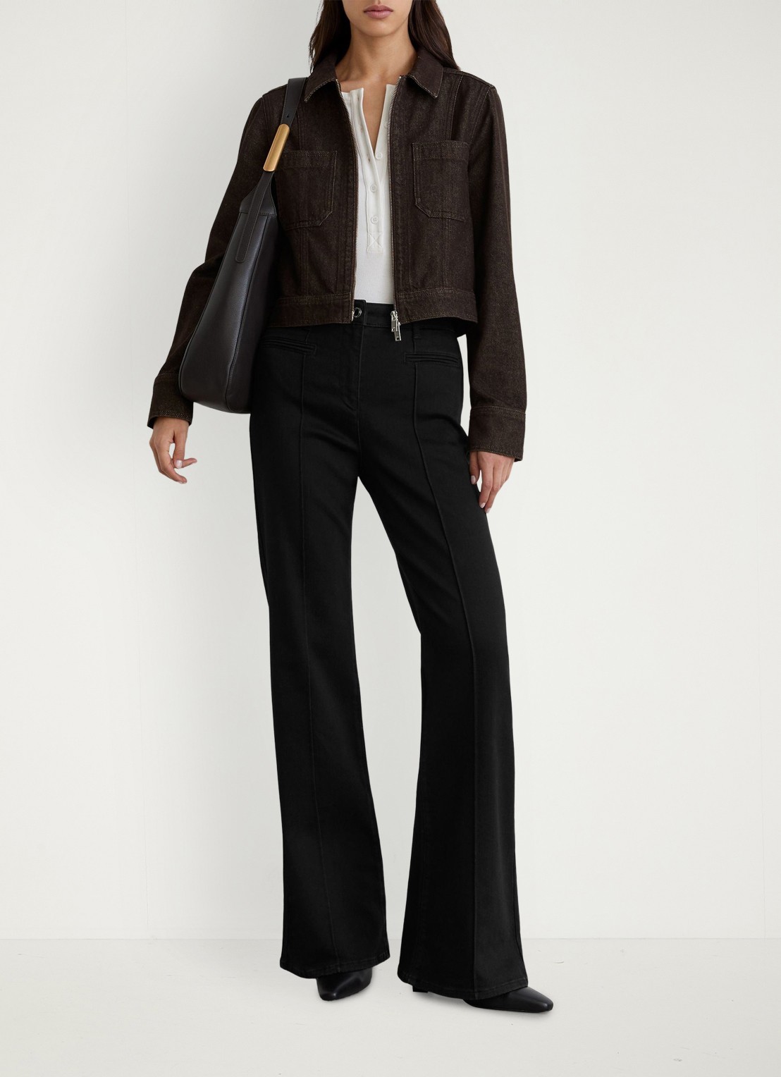 Reiss Lotta jack van denim - voorkant 3 donkerbruin
