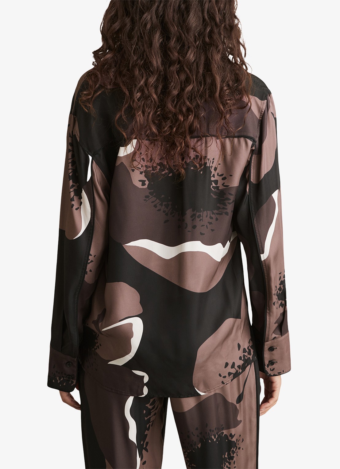 Reiss Lottie blouse met bloemenprint - achterkant bruin