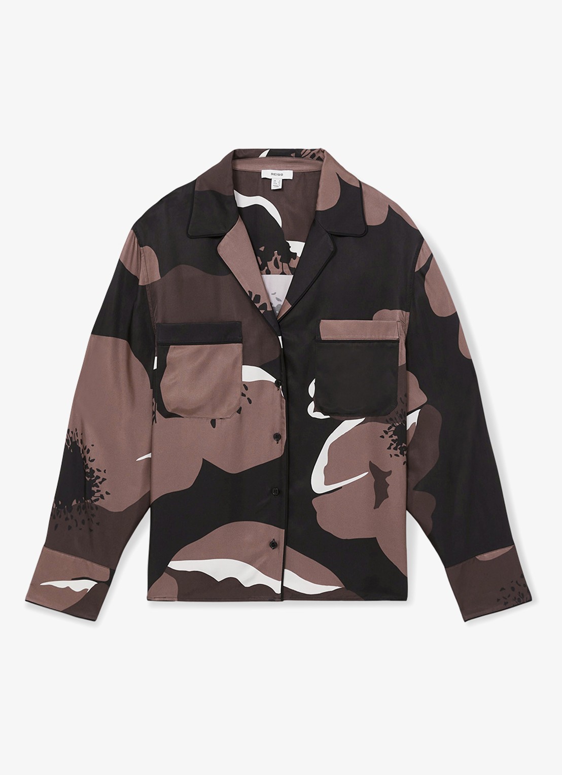 Reiss Lottie blouse met bloemenprint - voorkant 2 bruin