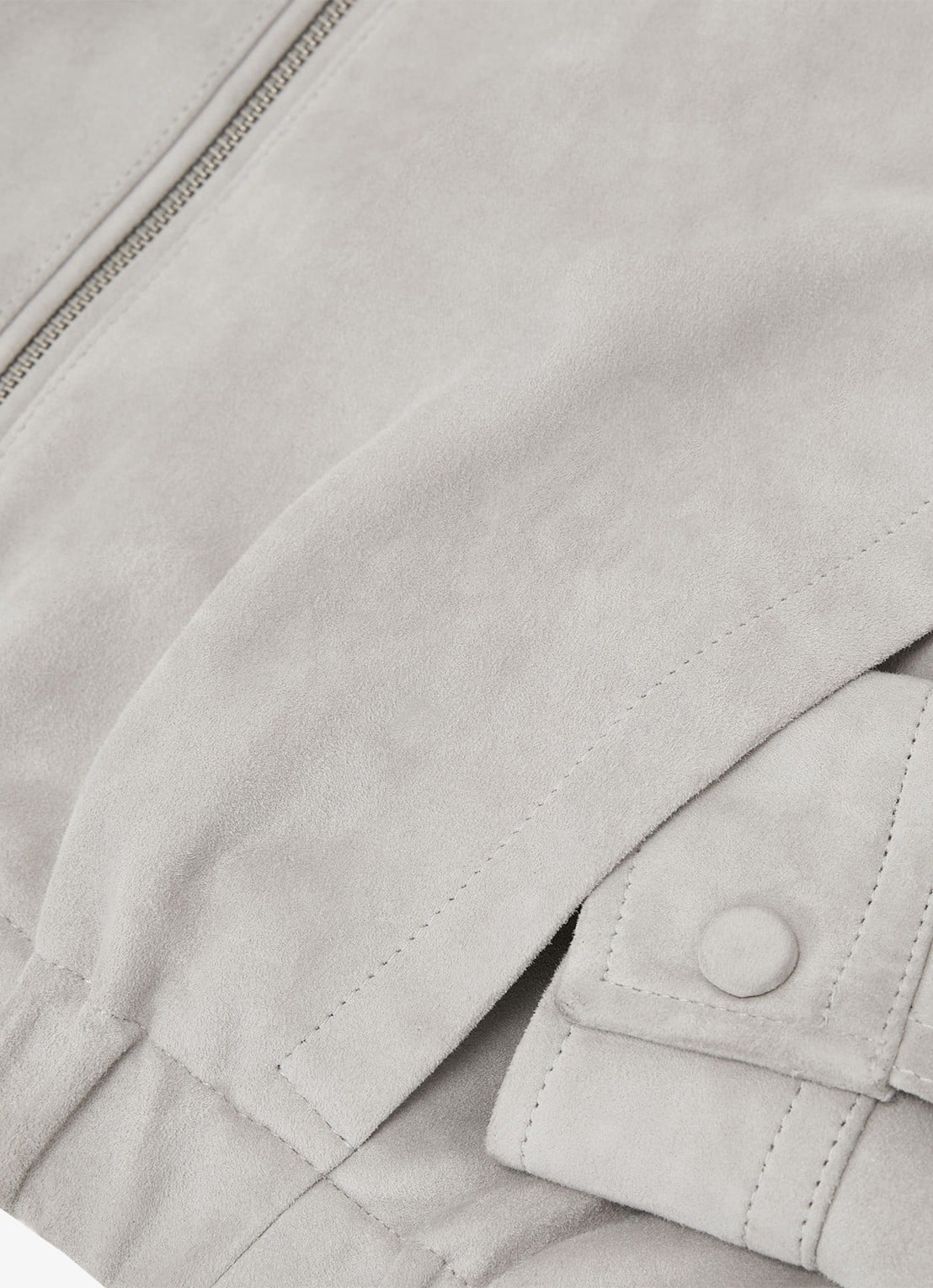 Reiss Lottie cropped bomberjack van geitensuède  - detail 5 light grey / grijs