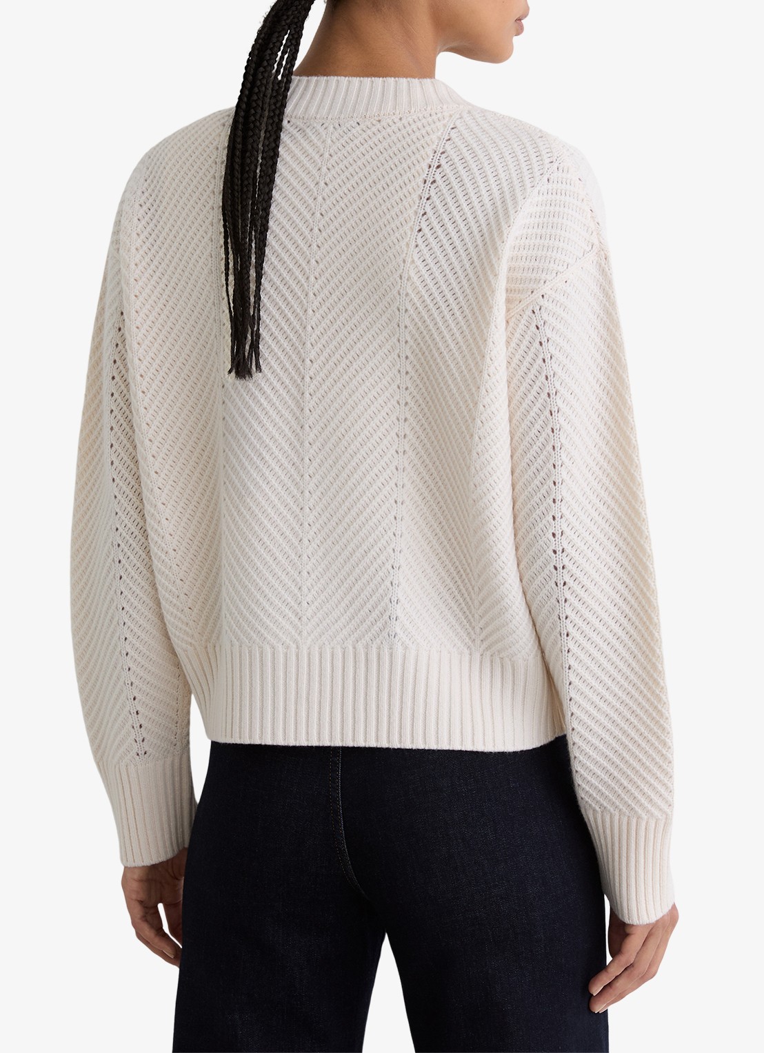 Reiss Lottie grofgebreid vest in kasjmierblend met structuur - achterkant beige