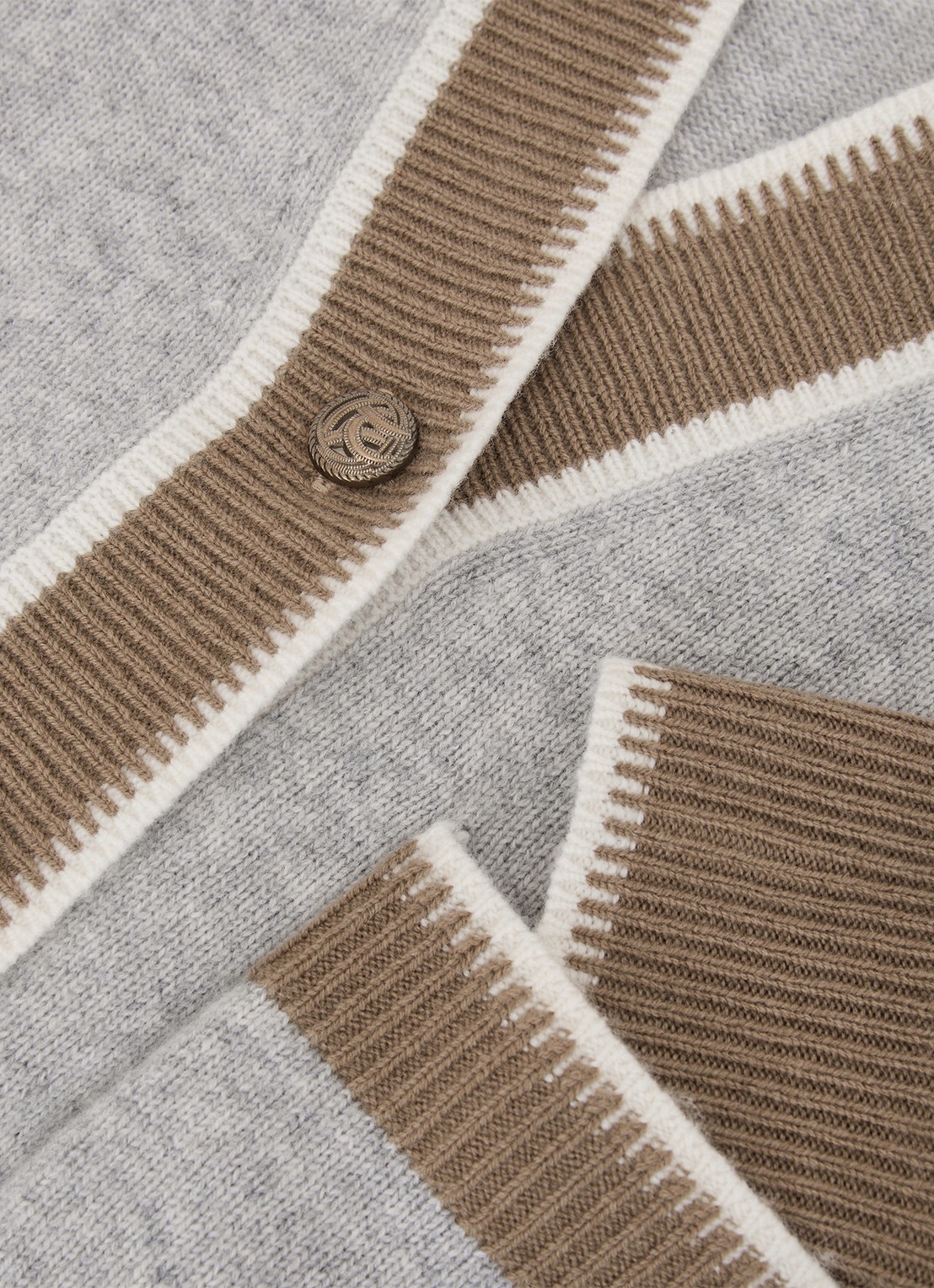 Reiss Louisa ribgebreide vest met steekzakken - detail 6 grijs