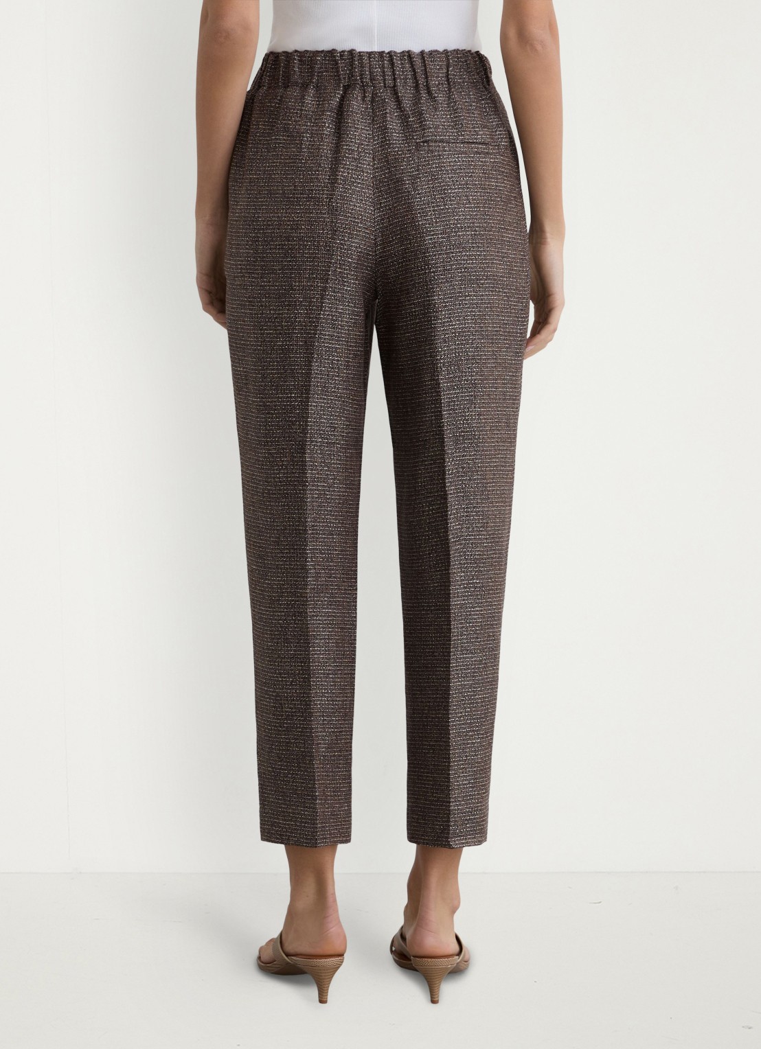 Reiss Lourdes high waist tapered fit pantalon van linnen - achterkant naturel