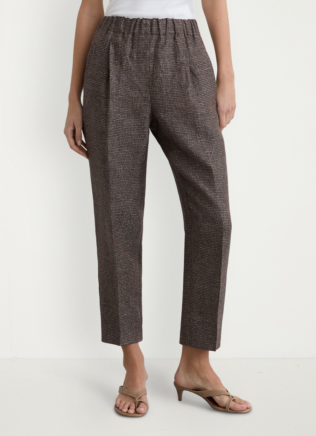 Reiss Lourdes high waist tapered fit pantalon van linnen - detail 4 naturel