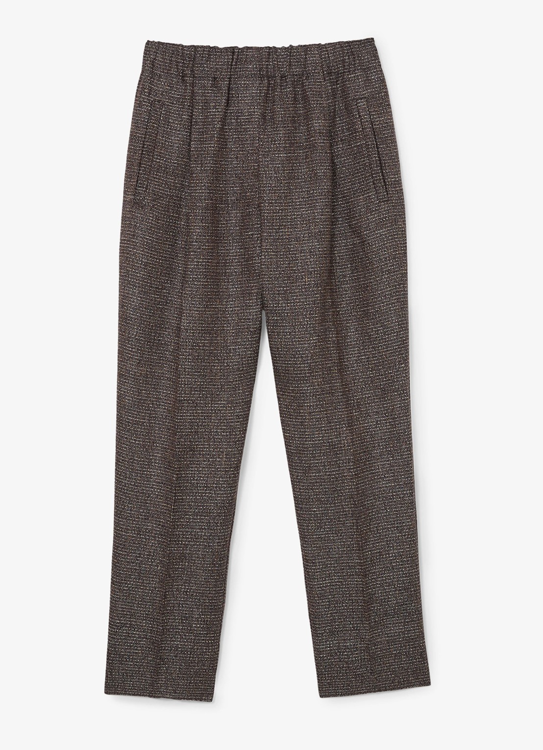 Reiss Lourdes high waist tapered fit pantalon van linnen - voorkant 2 naturel