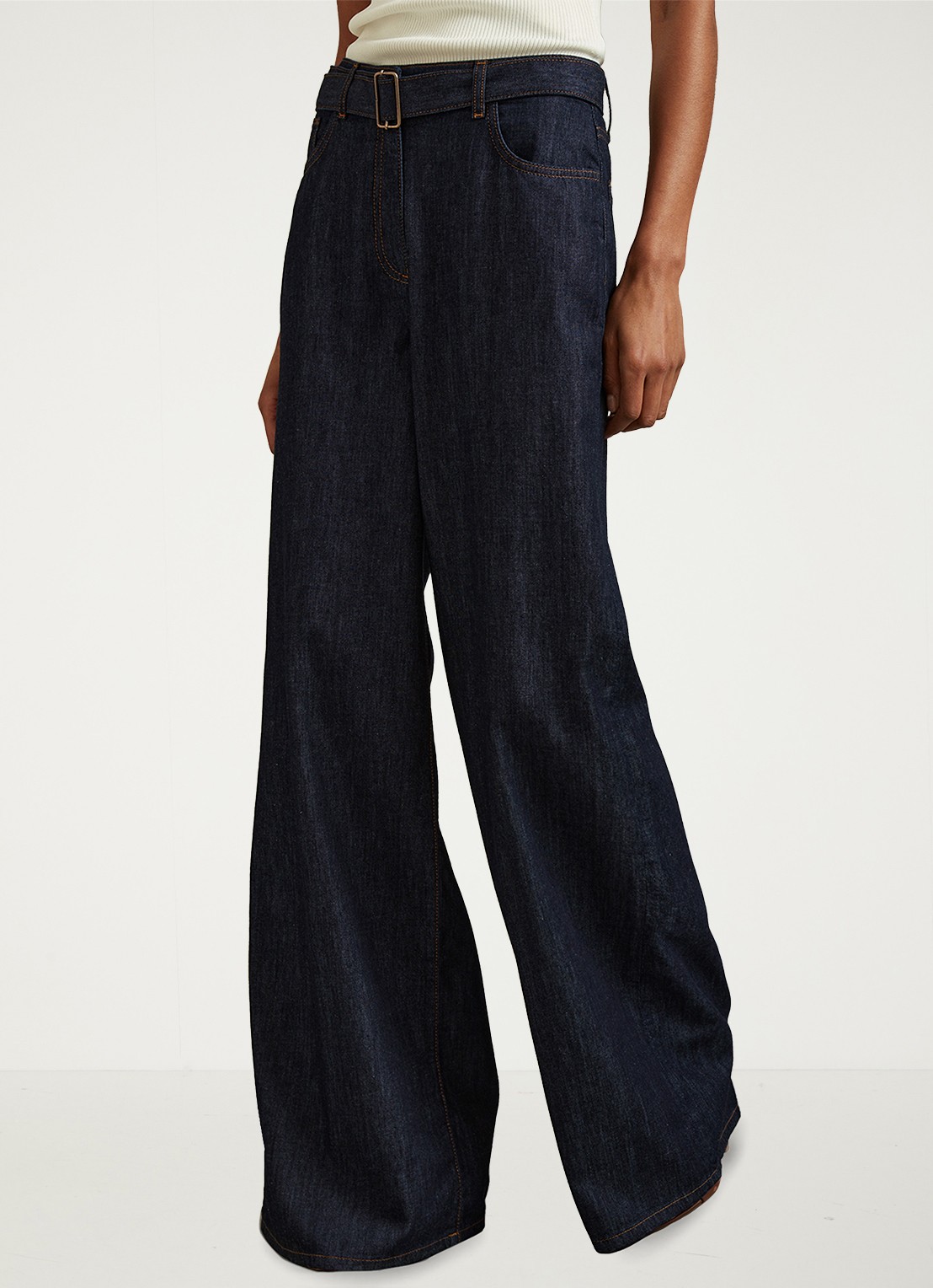 Reiss Luca high waist wide leg jeans met ceintuur - detail 4 indigo