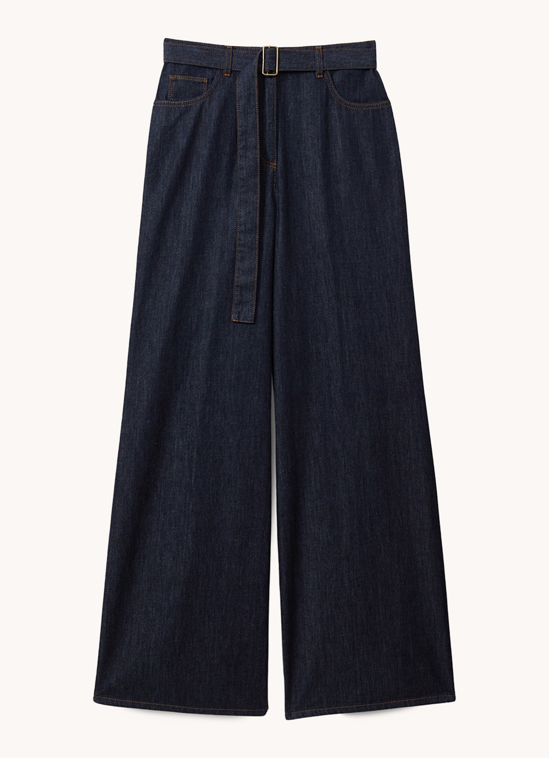 Reiss Luca high waist wide leg jeans met ceintuur - voorkant indigo