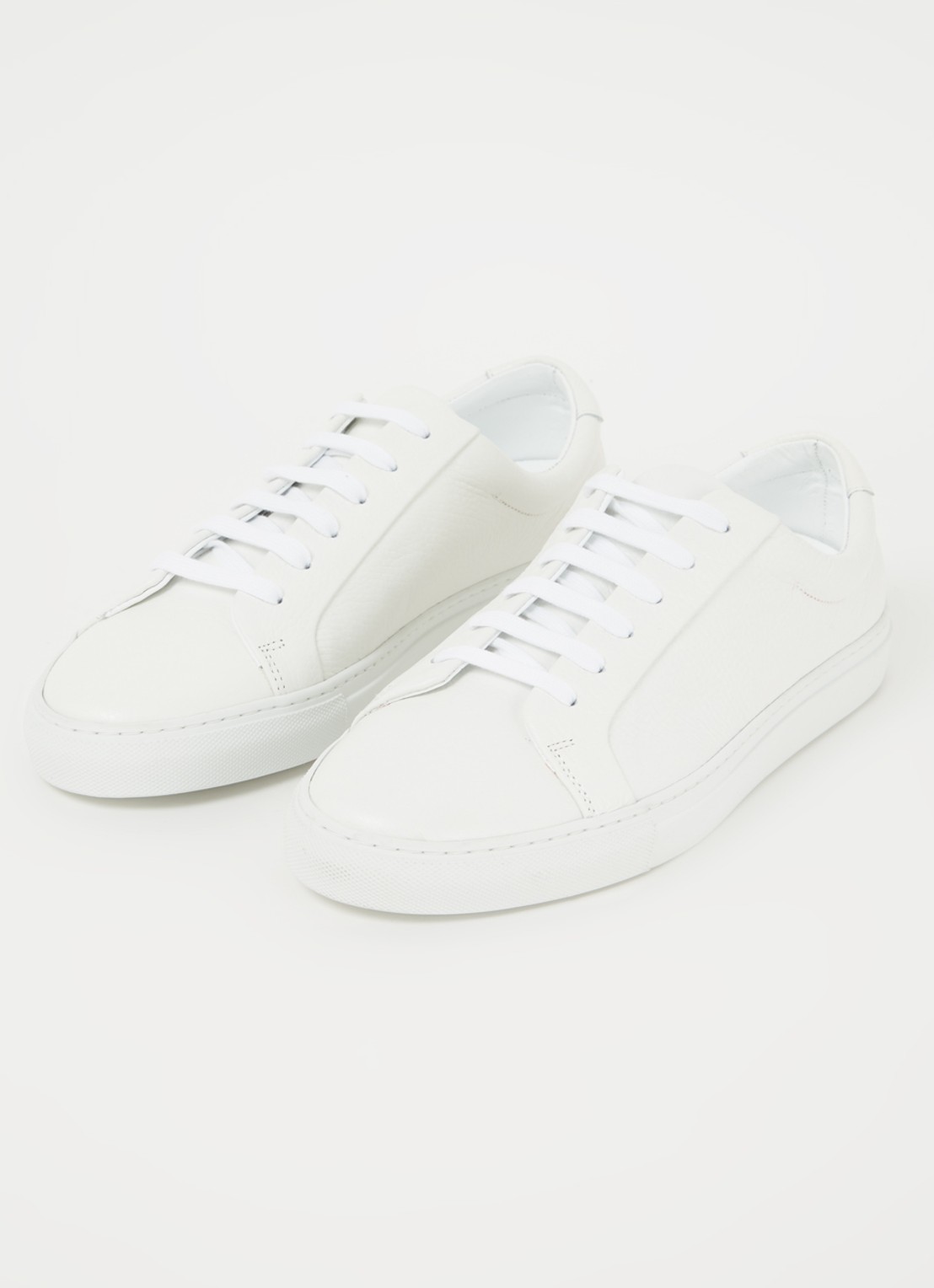 Reiss Luca Tumbled sneaker van leer - detail 2 white / wit