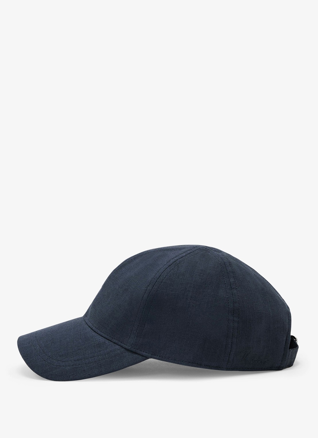 Reiss Lucas pet van linnen met logoborduring - detail 2 blauw