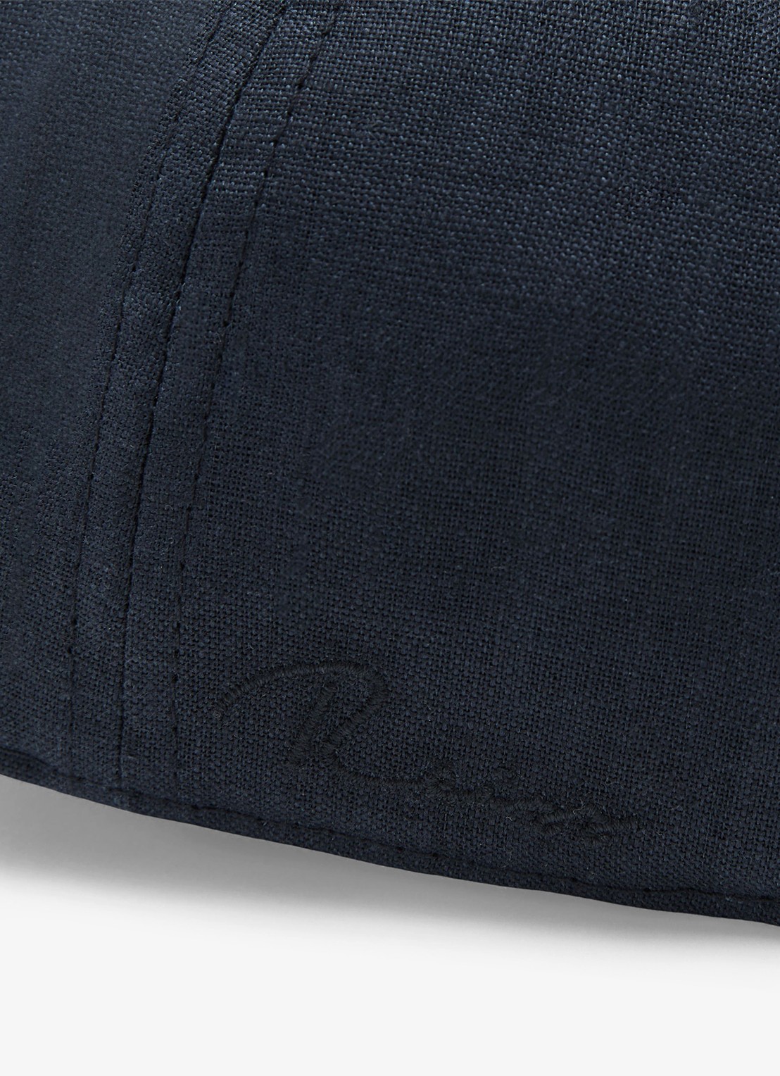 Reiss Lucas pet van linnen met logoborduring - detail 3 blauw
