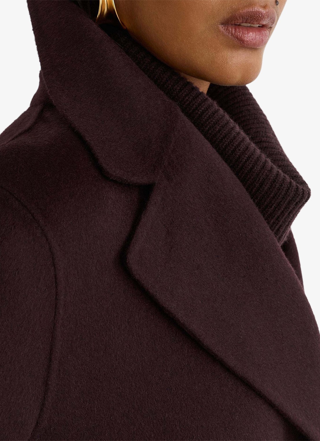Reiss Lucia double-breasted mantel in wolblend met strikceintuur - detail 5 paars