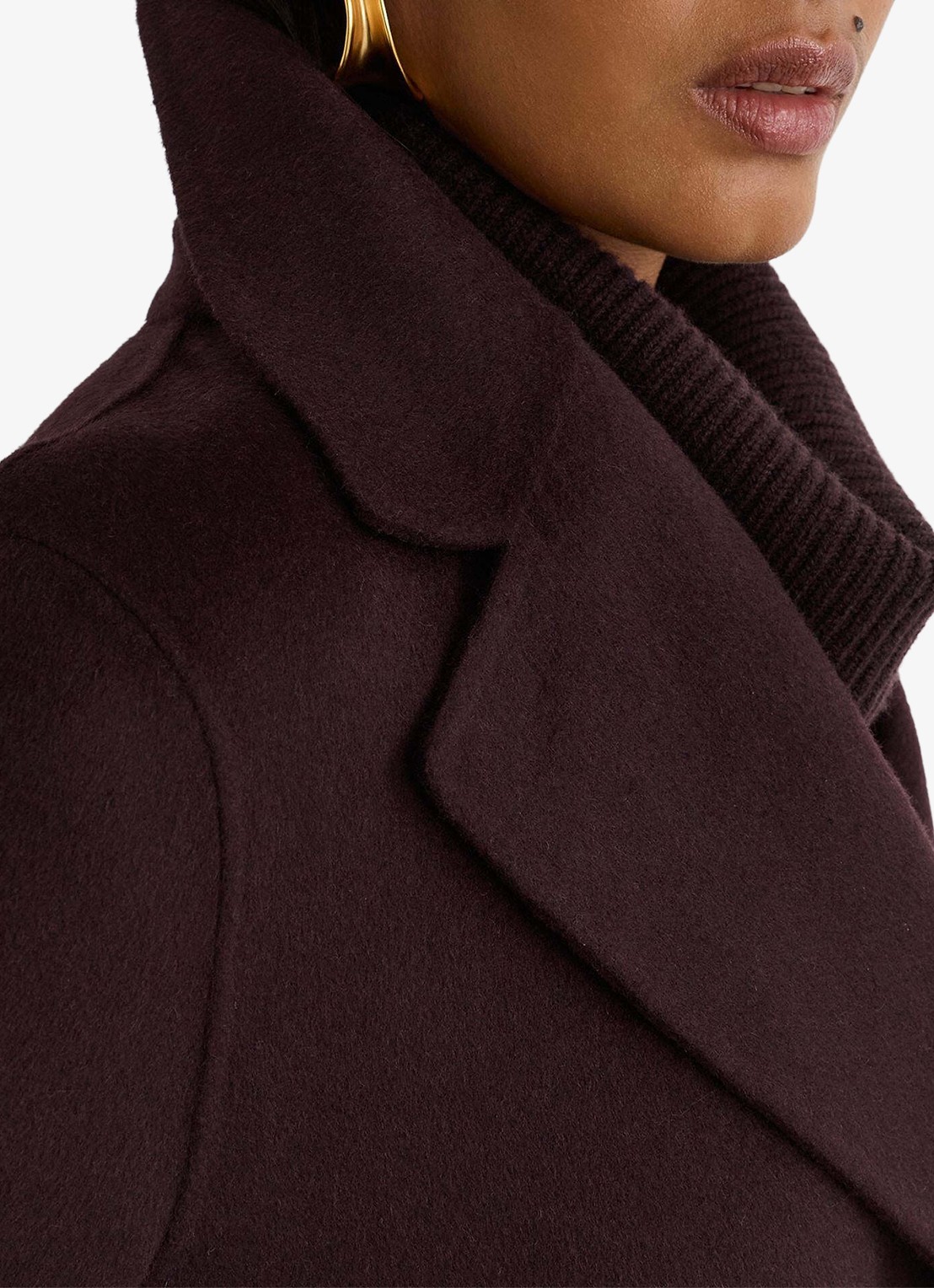 Reiss Lucia double-breasted mantel in wolblend met strikceintuur - detail 4 paars