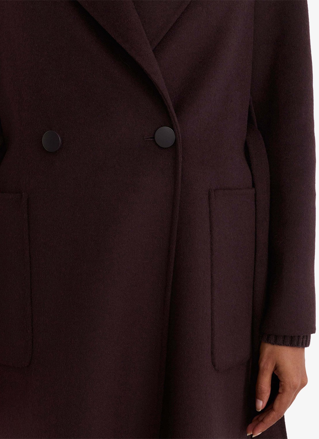 Reiss Lucia double-breasted mantel in wolblend met strikceintuur - detail 6 paars