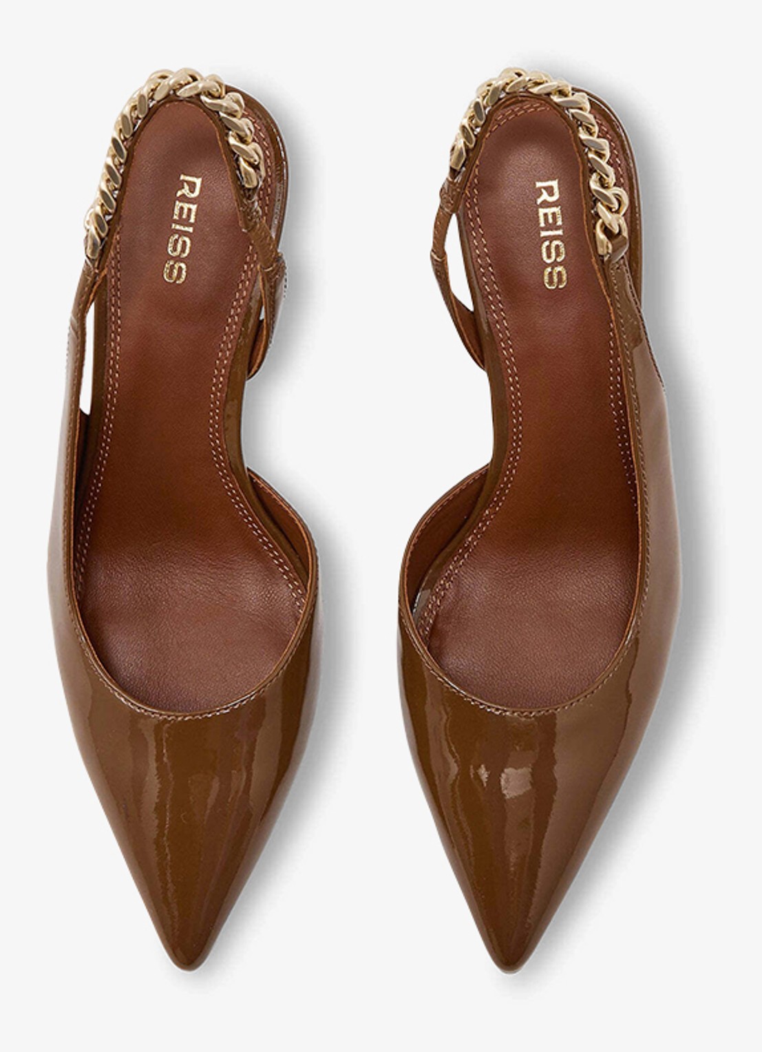 Reiss Lucia sandalette van leer - detail 2 camel