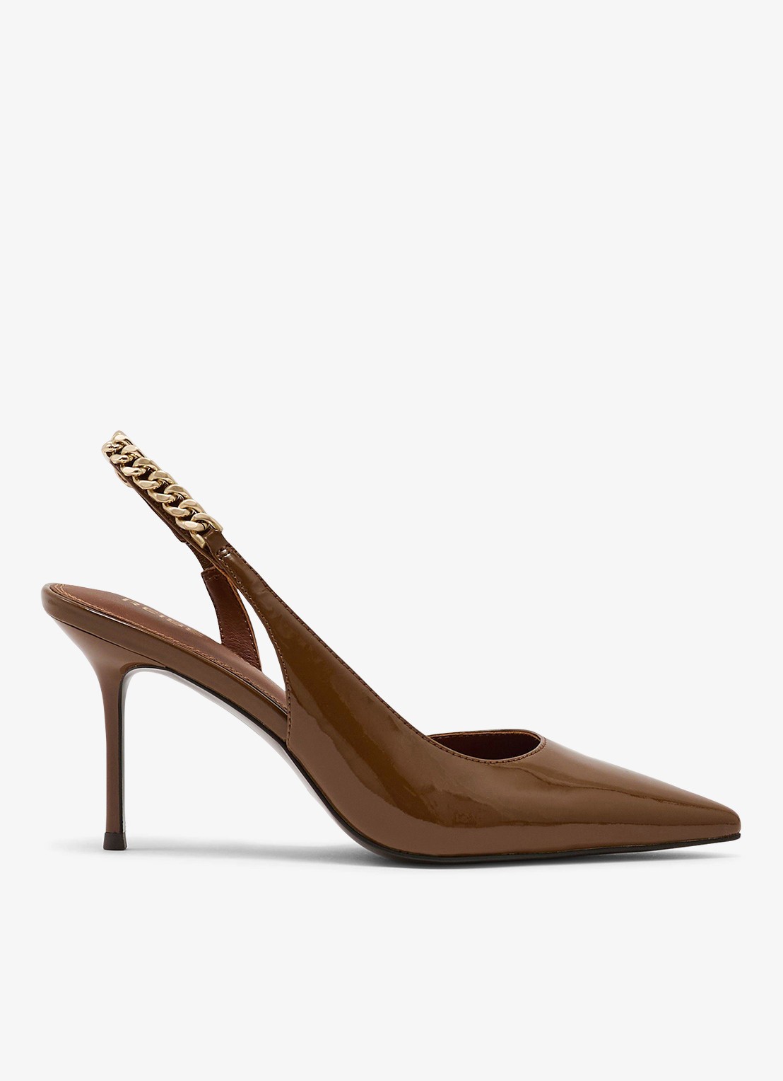 Reiss Lucia sandalette van leer - voorkant 3 camel