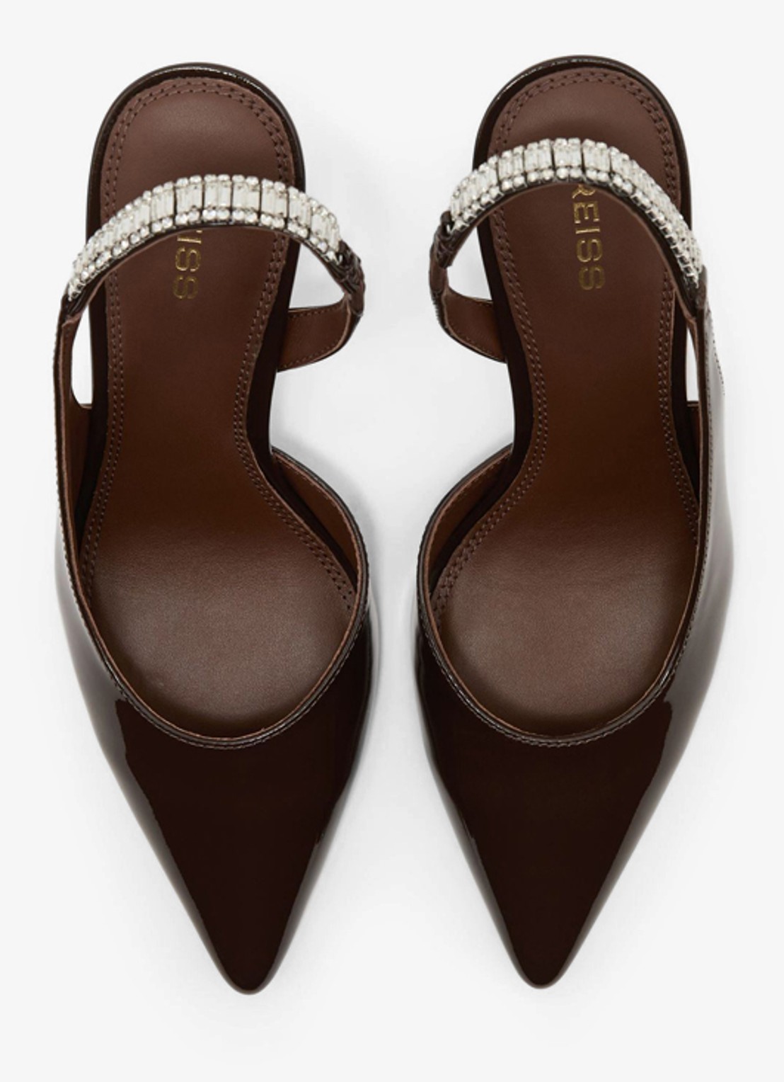 Reiss Luella slingback van leer met kristallen - detail 2 bordeauxrood