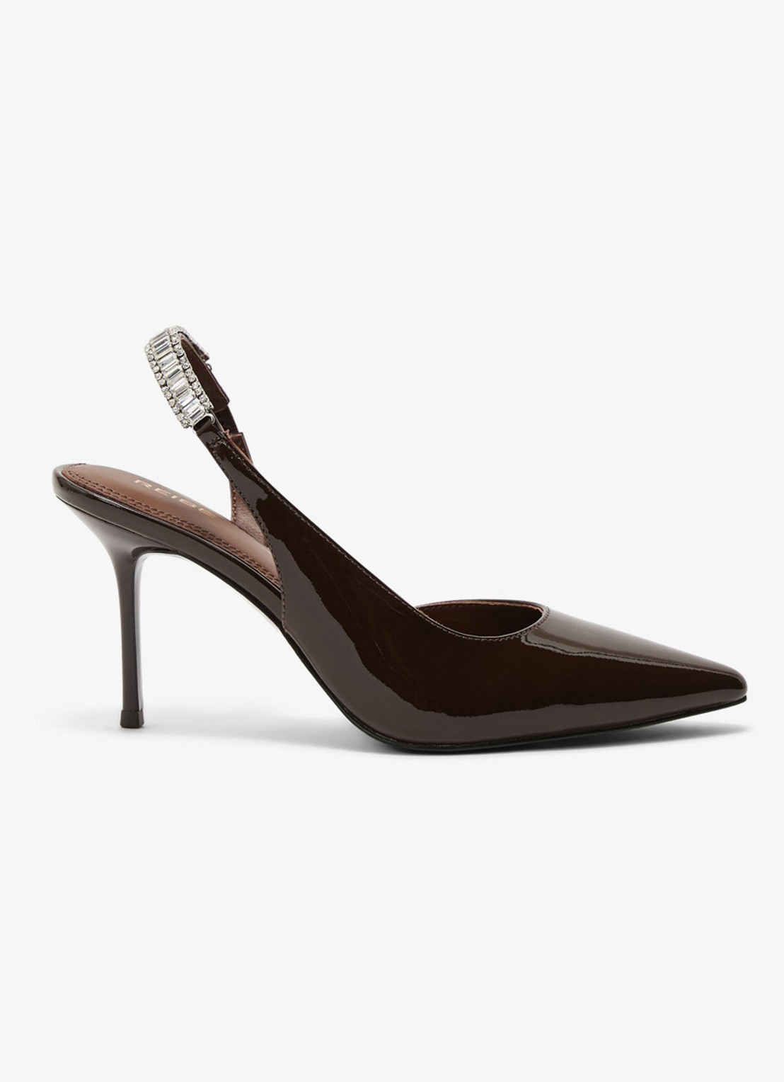 Reiss Luella slingback van leer met kristallen - voorkant 4 bordeauxrood