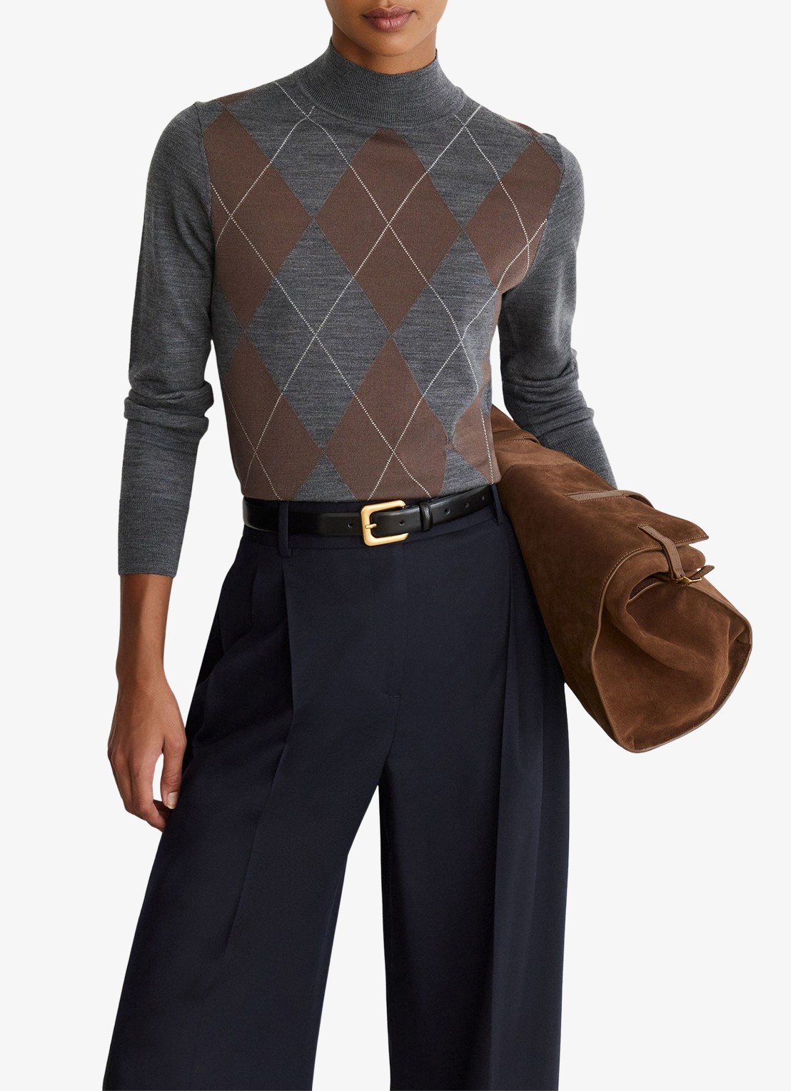 Reiss Luna high waist wide fit pantalon in wolblend met steekzakken - detail 5 blauw