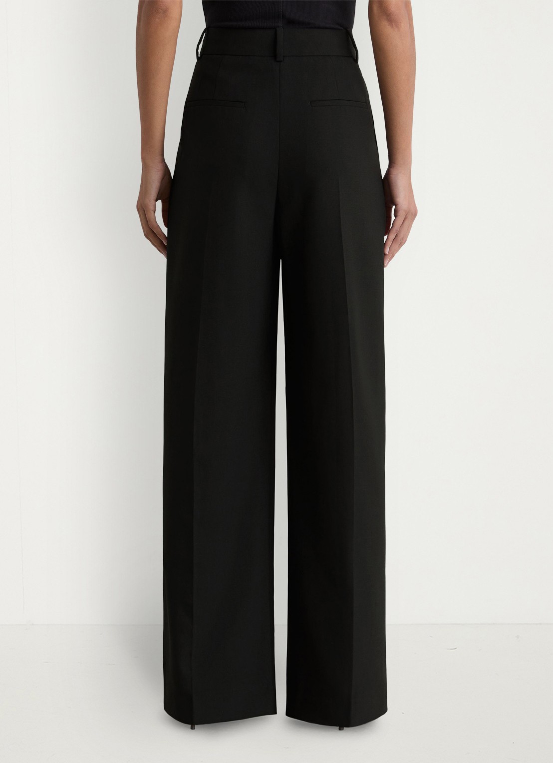 Reiss LUNA high waist wide fit pantalon in wolblend - achterkant 7 zwart