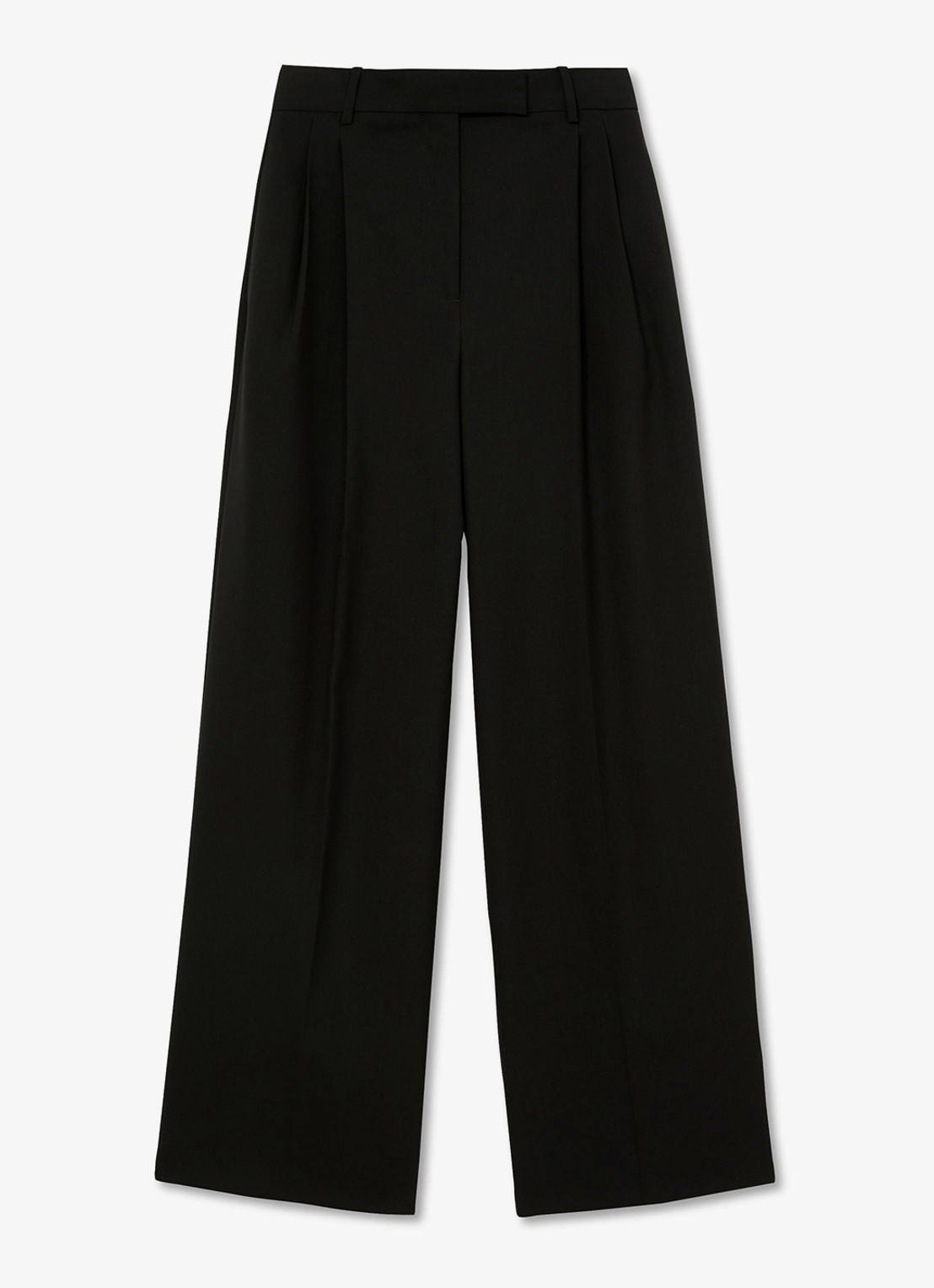 Reiss LUNA high waist wide fit pantalon in wolblend - voorkant 5 zwart