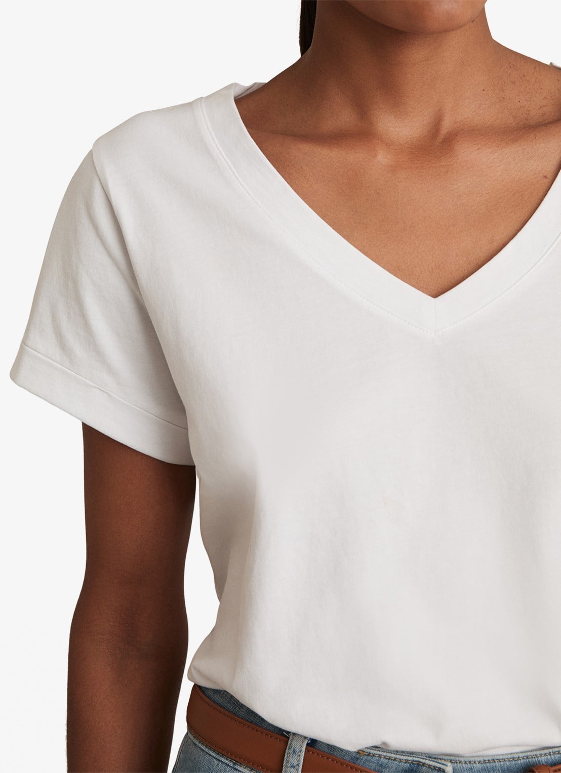 Reiss Luna T-shirt met V-hals  - detail 2 wit