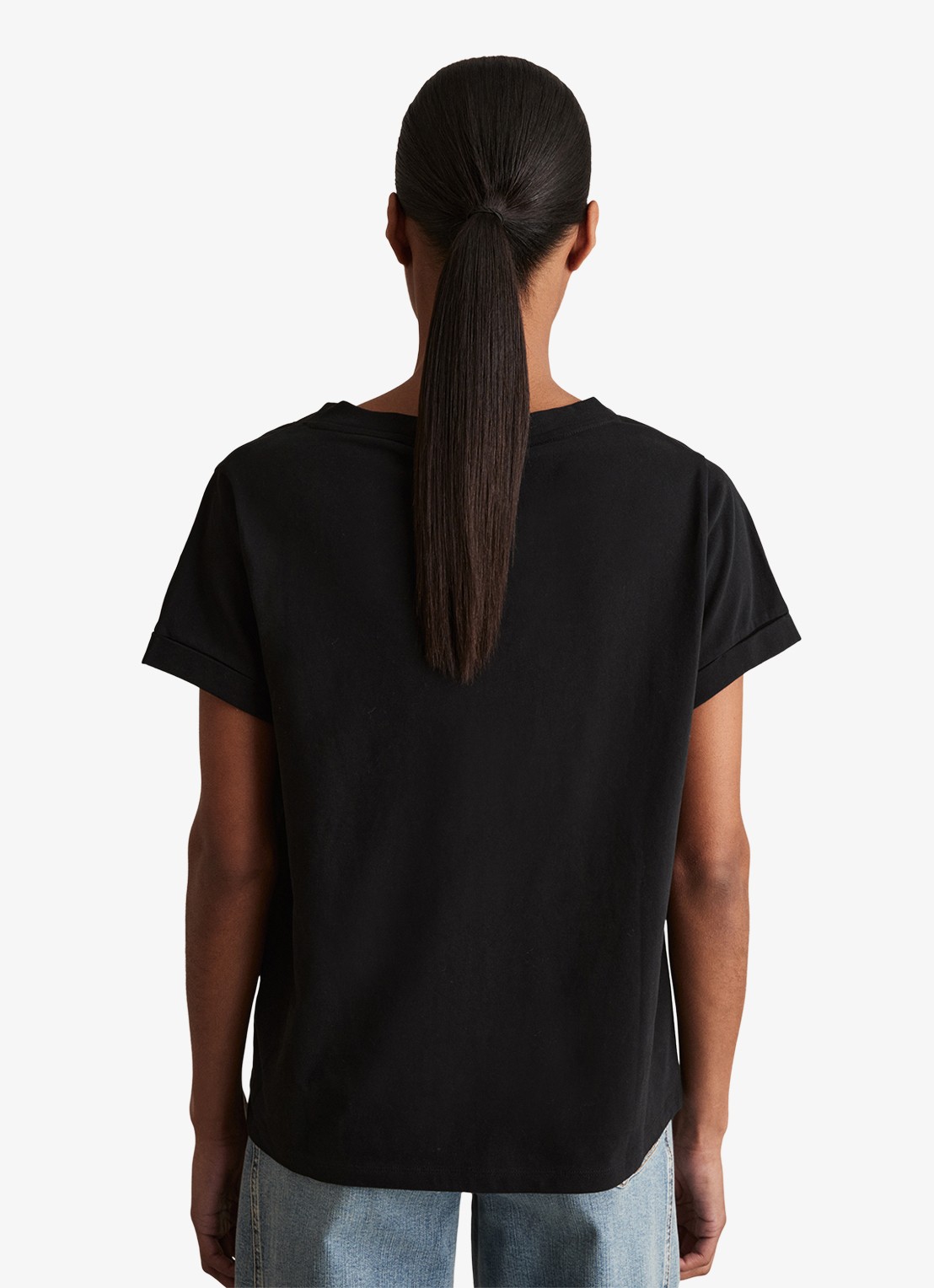 Reiss Luna T-shirt met V-hals  - achterkant 3 zwart