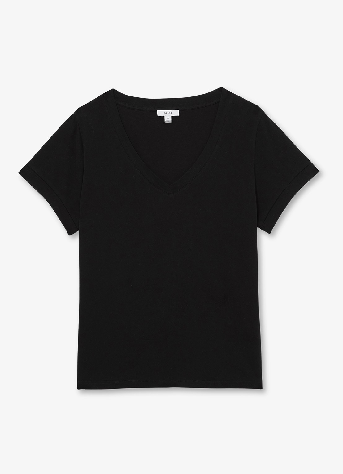 Reiss Luna T-shirt met V-hals  - voorkant zwart